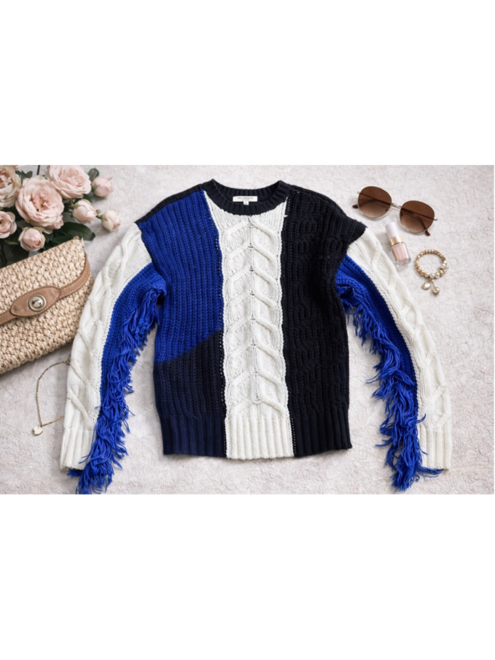 Women's Free Generation Multi-Color Cable Knit Sweater Size S Fall